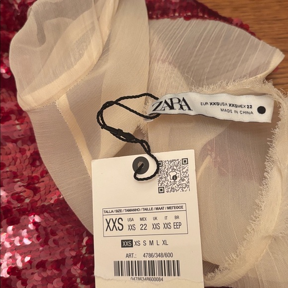 Zara sequin chiffon red midi dress sz.00 - Picture 17 of 17